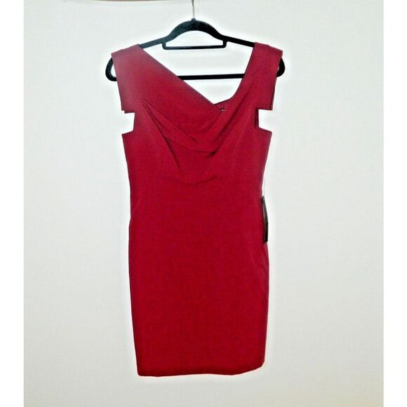 Black Halo‎ Dress Size 6 Jackie O Burgundy Stretch Sheath - Picture 2 of 11